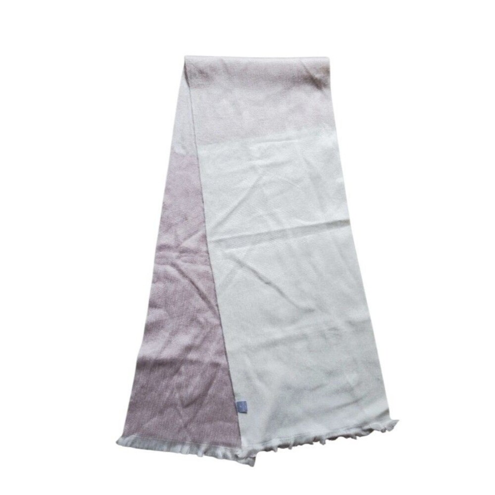 Pokoloko Peruvian Alpaca Blend Fringe Scarf Gray Pink White Fade Cozy Soft EUC